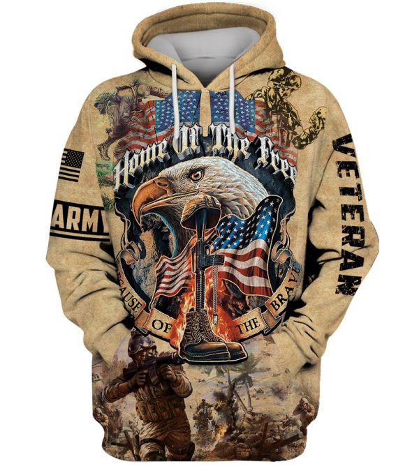 Home Of The Free Because Of The Brave Veterans Memorial 3D Hoodie All Over Printed