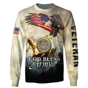 American Veterans Memorial God Bless Army 3D Hoodie All Over Printed