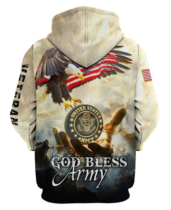 American Veterans Memorial God Bless Army 3D Hoodie All Over Printed
