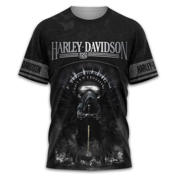 Grim Reaper Black Harley Davidson Motorcycles 3D Hoodie All Over Printed