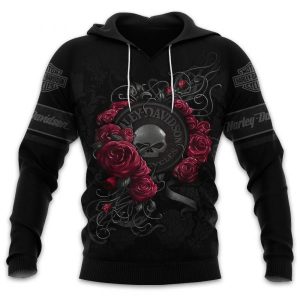 Willie G Davidson Skull And Rose 3D Hoodie All Over Printed