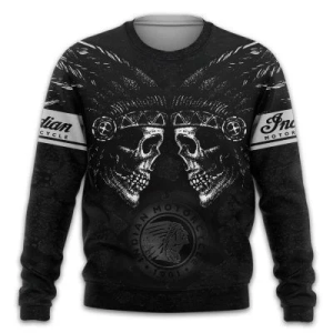 Skull Indian Motocycle 3D Hoodie All Over Printed