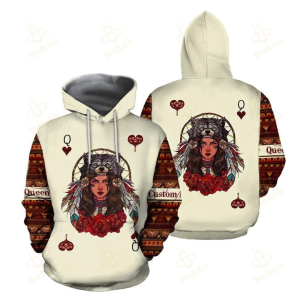 Personalized Name Native American Christmas Queen Wolf Hat 3D Hoodie All Over Printed