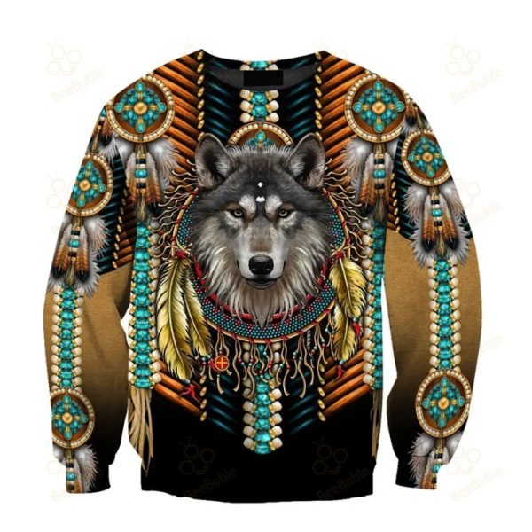 Wolf Dream Catcher Native American Parttern 3D Hoodie All Over Printed