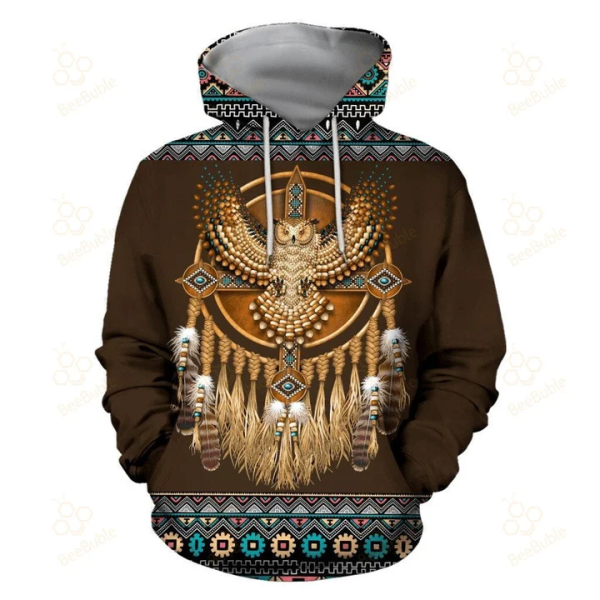 Owl Native American Dream Catcher 3D Hoodie All Over Printed