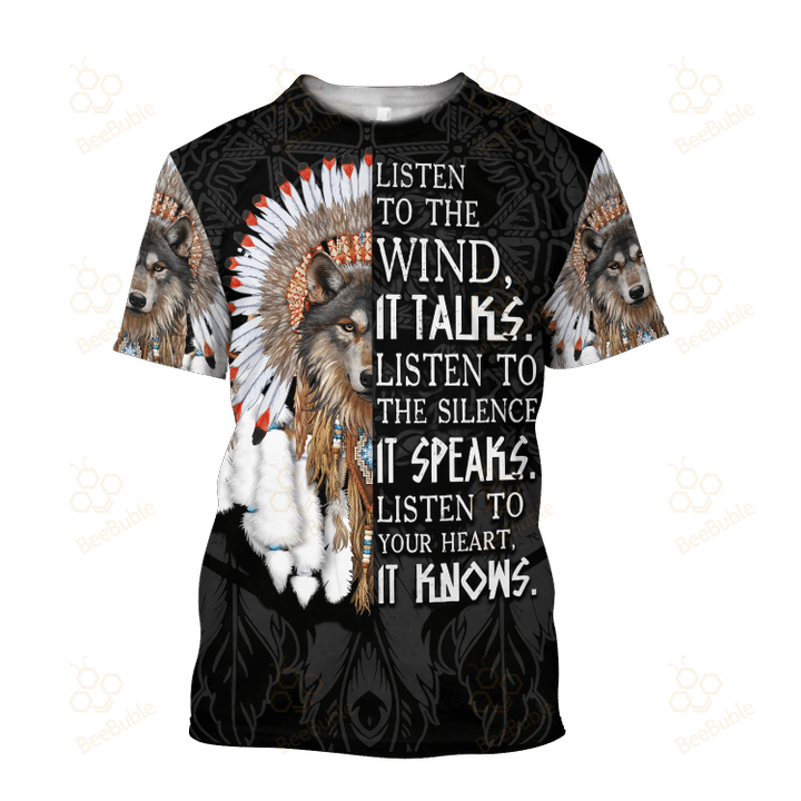 Native American Wolf Witch Listen To The Wind All Over Print AOP