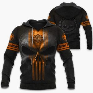 The Punisher Skull Harley Davidson Motorcycles Willie G Davidson 3D Hoodie All Over Printed