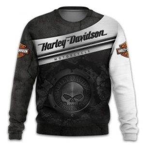 Willie G Skull Lava Texture Harley Davidson Motorcycles Black White Hoodie Sweatshirt T-Shirt 3D All Over Printed