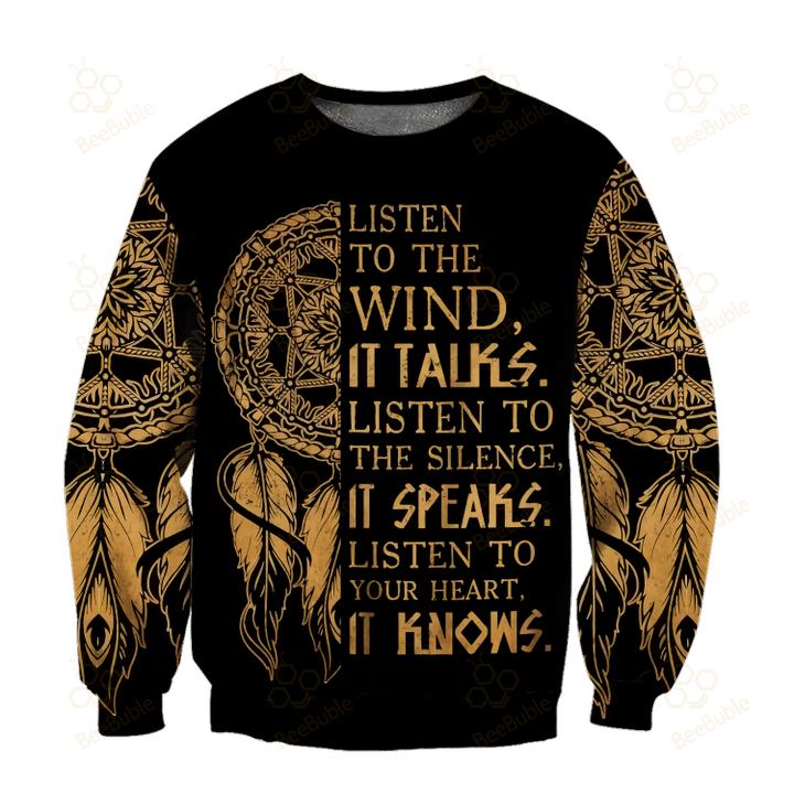 Native American Dream Catcher Listen To The Wind 3D Hoodie All Over Printed