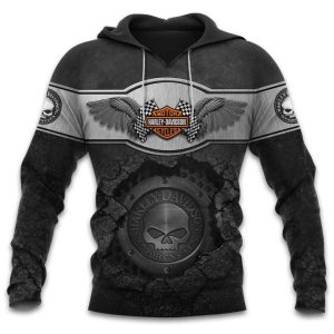 Harley Davidson Eagle Motorcycles Willie G SKull Lava Texture 3D Hoodie All Over Printed