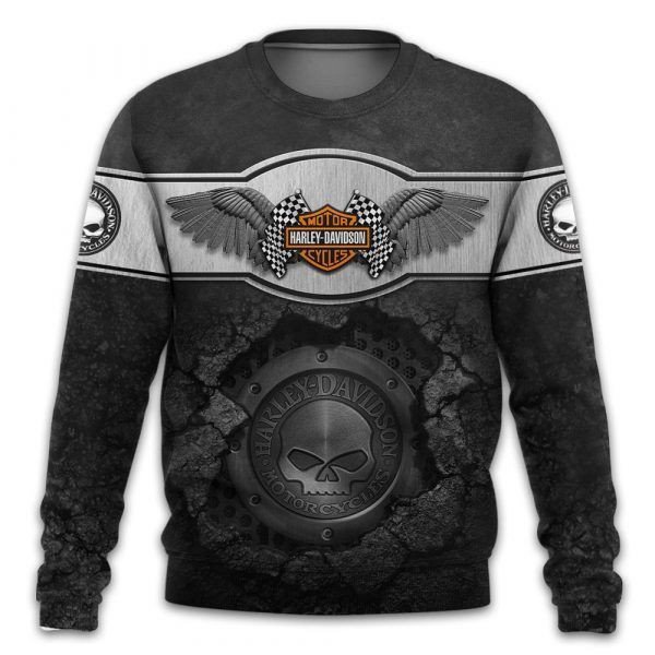 Harley Davidson Eagle Motorcycles Willie G SKull Lava Texture 3D Hoodie All Over Printed