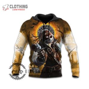 Halloween Harley Davidson Jack Skellington Pirates 3D Hoodie All Over Printed 1 hoodie