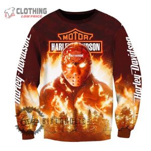 Halloween Harley Davidson Jason Friday The 13Th Flame 3D Hoodie All Over Printed 4 sweatshirt