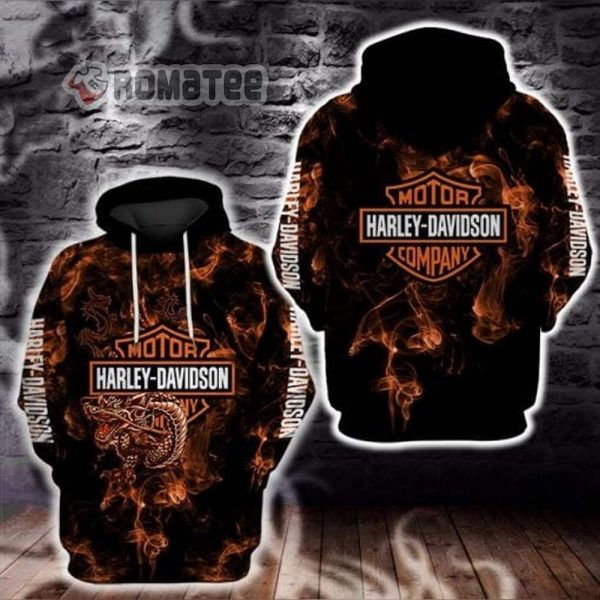 Fiery Dragon Harley Davidson Logo 3D Hoodie All Over Print
