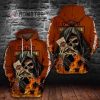 Flaming Grim Reaper Holding Card Harley Davidson Motocycle 3D Hoodie All Over Print