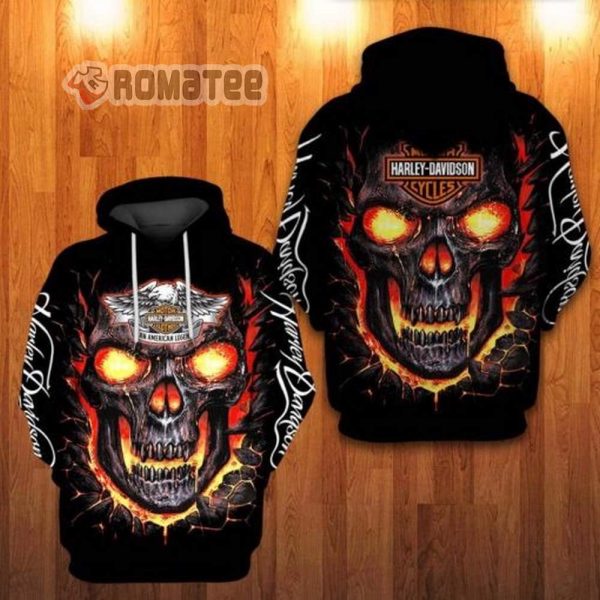 Laval Blast Fire Skull Eagle Harley Davidson Motorcycles 3D All Hoodie Over Print