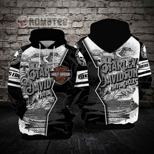 Legendary Harley Davidson Motorcycles Eagle Since 1903 3D Hoodie All Over Print