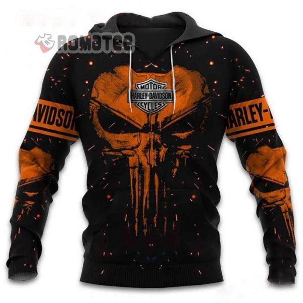 Punisher Harley Davidson Logo Metal Motorcycles 3D Hoodie All Over Print