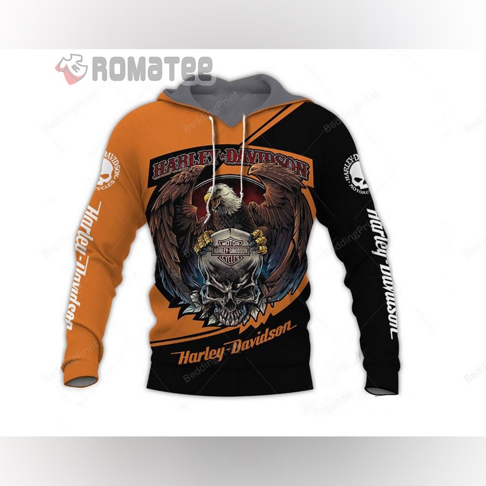 Skull Eagle Harley Davidson Motorcycles Willie G 3D Hoodie All Over Printed