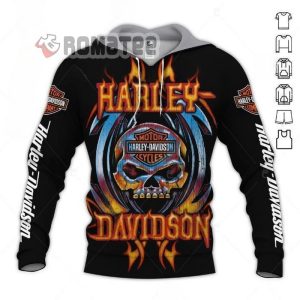 Harley Davidson Willie G Skull Flaming 3D Hoodie All Over Print