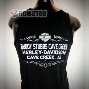 Harley Davidson Motorcycles Buddy Stubbs Cave Creek Retro Vintage Skull 2D Black Tank Top 2