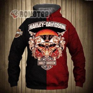 Harley Davidson Motorcycles Mad Skull With Forehead Band Black Red 3D Hoodie All Over Print
