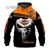 Harley Davidson Motorcycles Punisher Devil Skull Black Orange 3D Hoodie All Over Print