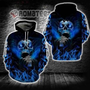 Harley Davidson Motorcycles Skull Pulled By Hand Royal Blue Flame 3D Hoodie All Over Print