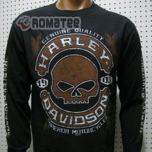 Vintage Harley Davidson Superior Motorcycles Willie G Skull A Smoky Mountain Family Of Dealers Black Long Sleeve 1