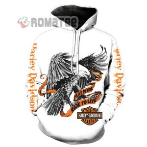 Black And White Eagle Live To Ride Ride To Live Harley-Davidson 3D All Over Print Hoodie