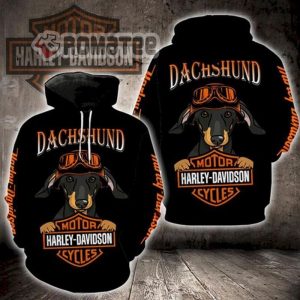 Dachshund X Harley Davidson Motorcycles Dog Pilot Glasses 3D All Over Print Hoodie