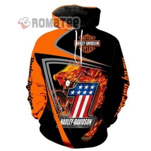 Flaming Eagle One Team Harley Davidson American Flag 3D All Over Print Hoodie