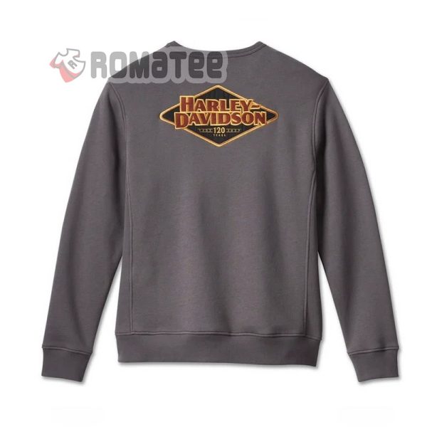 Harley Davidson 120th Anniversary Tear Rhombus Light Logo 2D Grey Long Sleeve