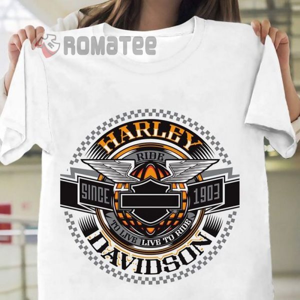 Harley-Davidson 1903 Live To Ride Ride To Live Eagle Circle Modern Design 2D T-Shirt