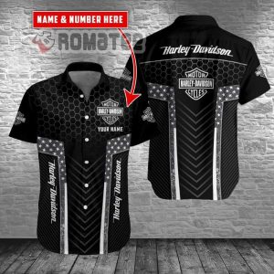 Harley-Davidson American Flag Custom Name Motorcycles Armor Style 3D All Over Print Hawaiian Shirt