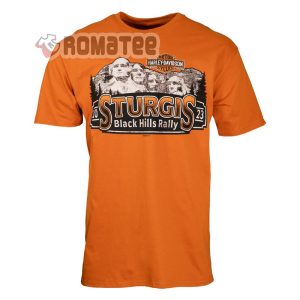 Harley Davidson Black Hill Rally Sturgis 2023 Rally Rushmore Sign Texas Orange Tall T Shirt 1