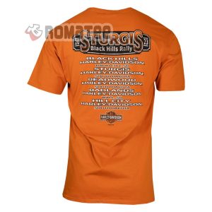 Harley Davidson Black Hill Rally Sturgis 2023 Rally Rushmore Sign Texas Orange Tall T Shirt 2