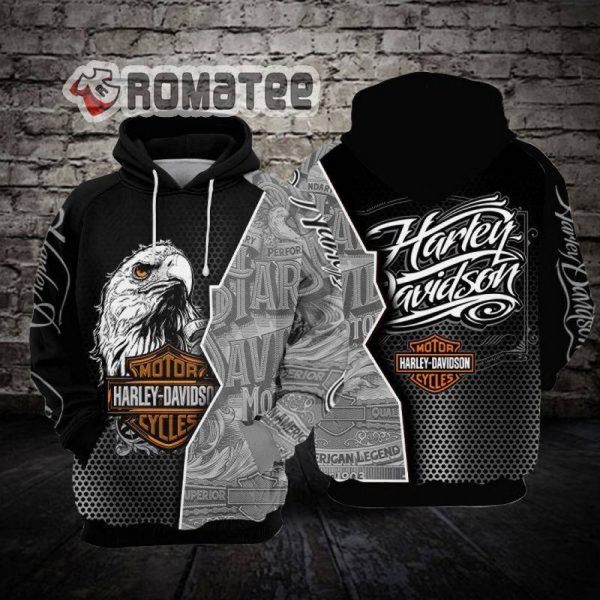 Harley Davidson Eagle Head Half Honey Pattern 3D All Over Print Hoodie