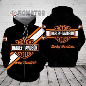 Harley Davidson Eagle Motorcycles Orange White Belt Logo 3D All Over Print Zip Hoodie