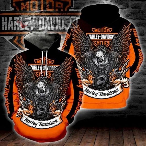 Harley Davidson Eagle Wings Engine Power Motorcycles 3D All Over Print Hoodie