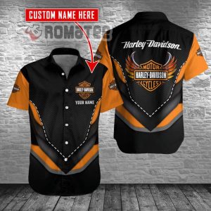 Harley-Davidson Eagle Wings Logo Motorcycles V Armor Style Custom Name 3D All Over Print Hawaiian Shirt