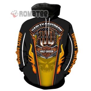 Harley Davidson HD Flaming Skull 3D All Over Print Hoodie