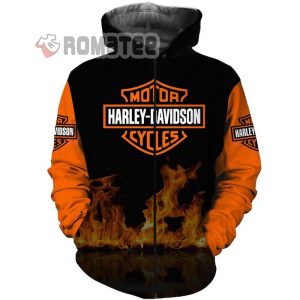 Harley Davidson Motorcycles Flaming Below 3D All Over Print Zip Hoodie