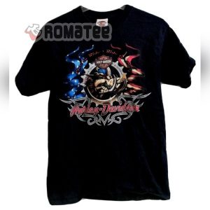 Harley Davidson Motorcycles Pensacola FL Live To Ride Ride To Live Wild Boar Captain American Flag T Shirt 1