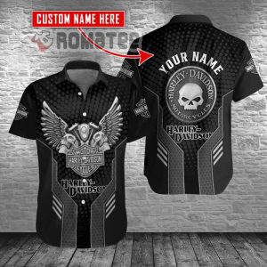 Harley-Davidson Motorcycles Willie G Skull Double Skull Motorcycles Head Armor Non-Color Custom Name 3D All Over Print Hawaiian Shirt