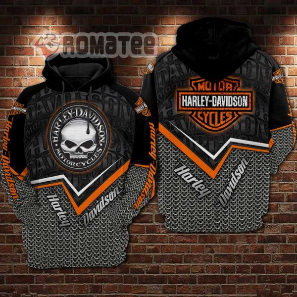 Harley Davidson Wille G Skull Iron Armor Motorcycles 3D All Over Print Hoodie