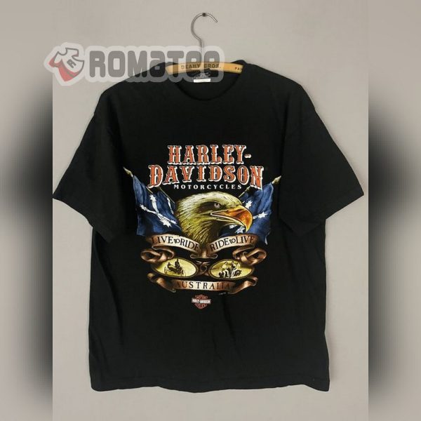 Live To Ride Ride To Live Australia Eagle Harley-Davidson Motorcycles 2D T-Shirt