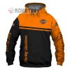 Live To Ride Ride To Live Harley Davidson Diagonal Line Divide Black Orange 3D All Over Print Hoodie