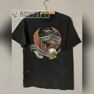 Live To Ride Ride To Live Harley-Davidson Eagle Silk Ribbons 2D T-Shirt
