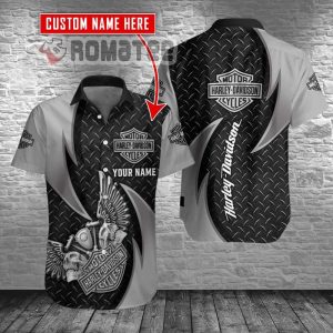 Metal Armor Motorcycles Harley-Davidson Double Skull Motorcycles Head 3D All Over Print Non-Color Custom Name Hawaiian Shirt